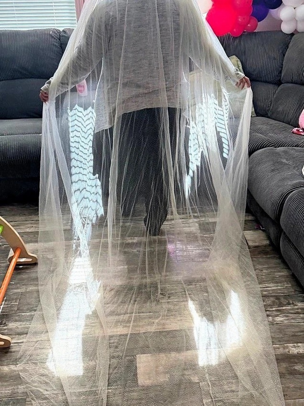 Sequin Bridal Veil champagne